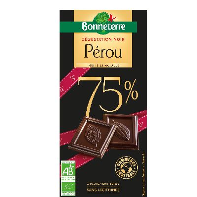 Chocolat Noir Perou 75% 80 G